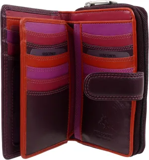 Visconti. Women's Soft Leather Purse Wallet Rio Collection Plum Boxed