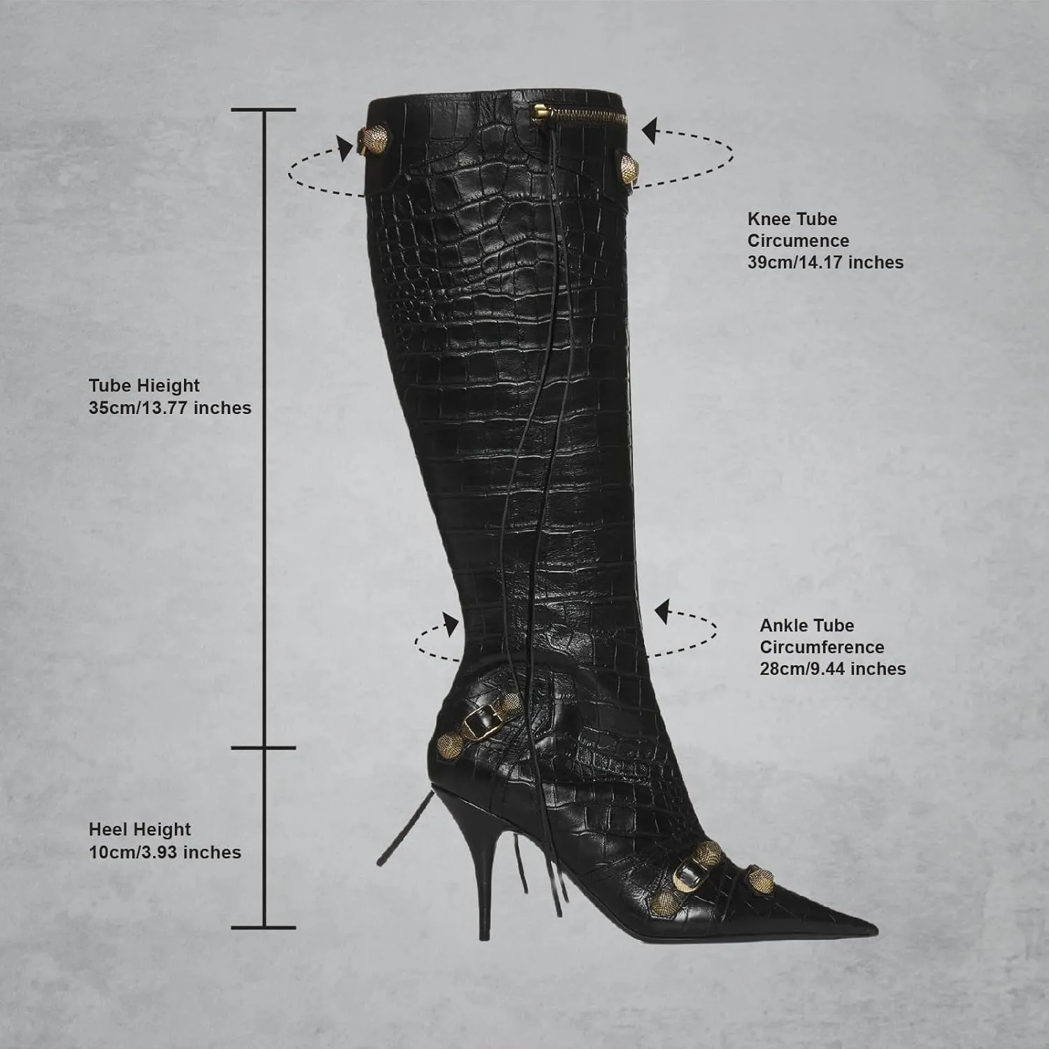 VOMIRA Knee High Boots Sexy Pointed Toe Rivets Tassels Stilettos High Heels Fashion Party Dressy Stripper Heels for Women
