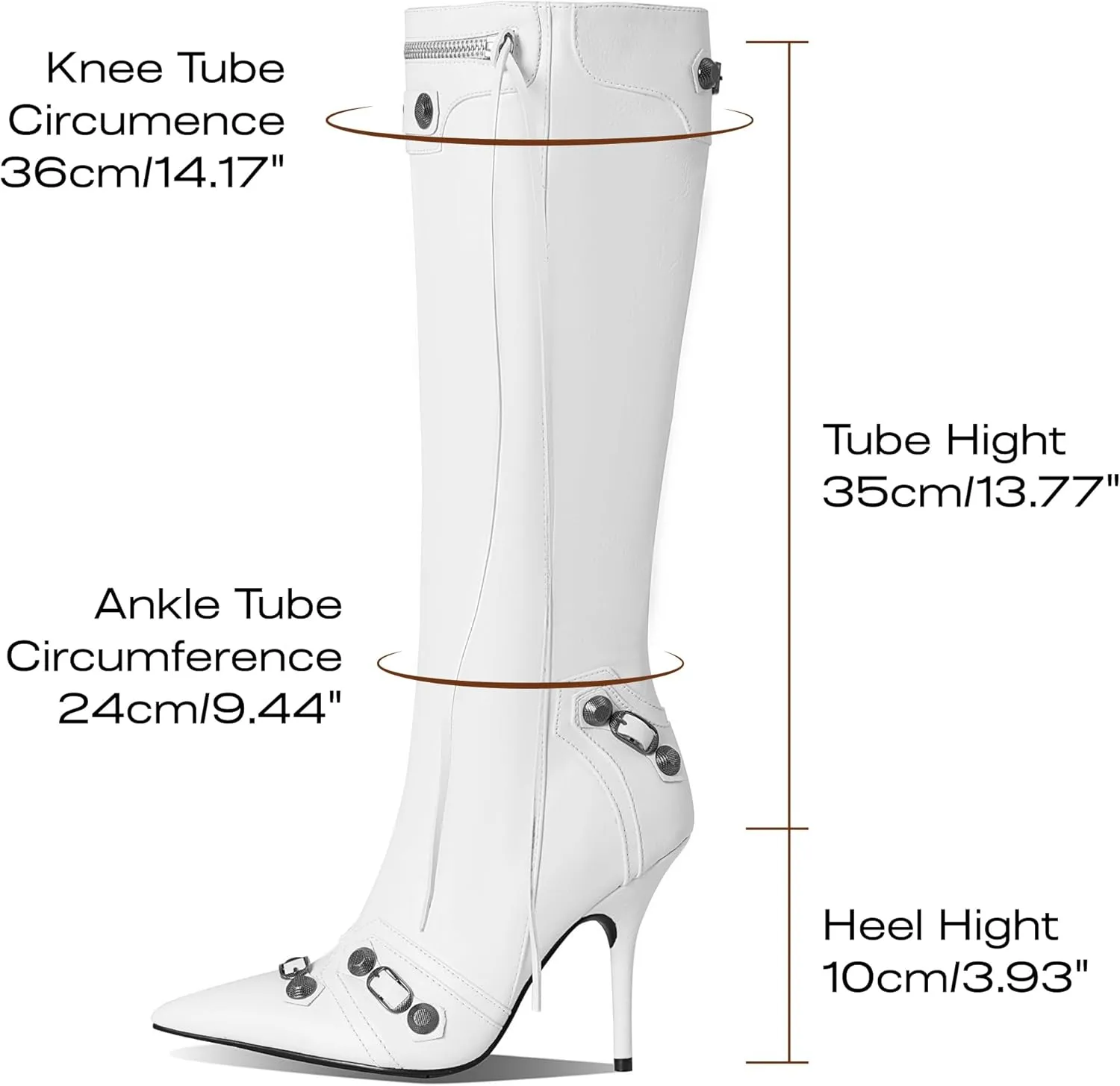 VOMIRA Knee High Boots Sexy Pointed Toe Rivets Tassels Stilettos High Heels Fashion Party Dressy Stripper Heels for Women