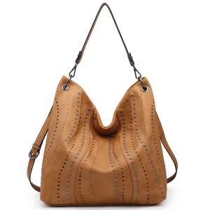 VONMAY Ladies Large Hobo Shoulder Bag Bucket Handbag Purse for Women with Studs Vegan Leather