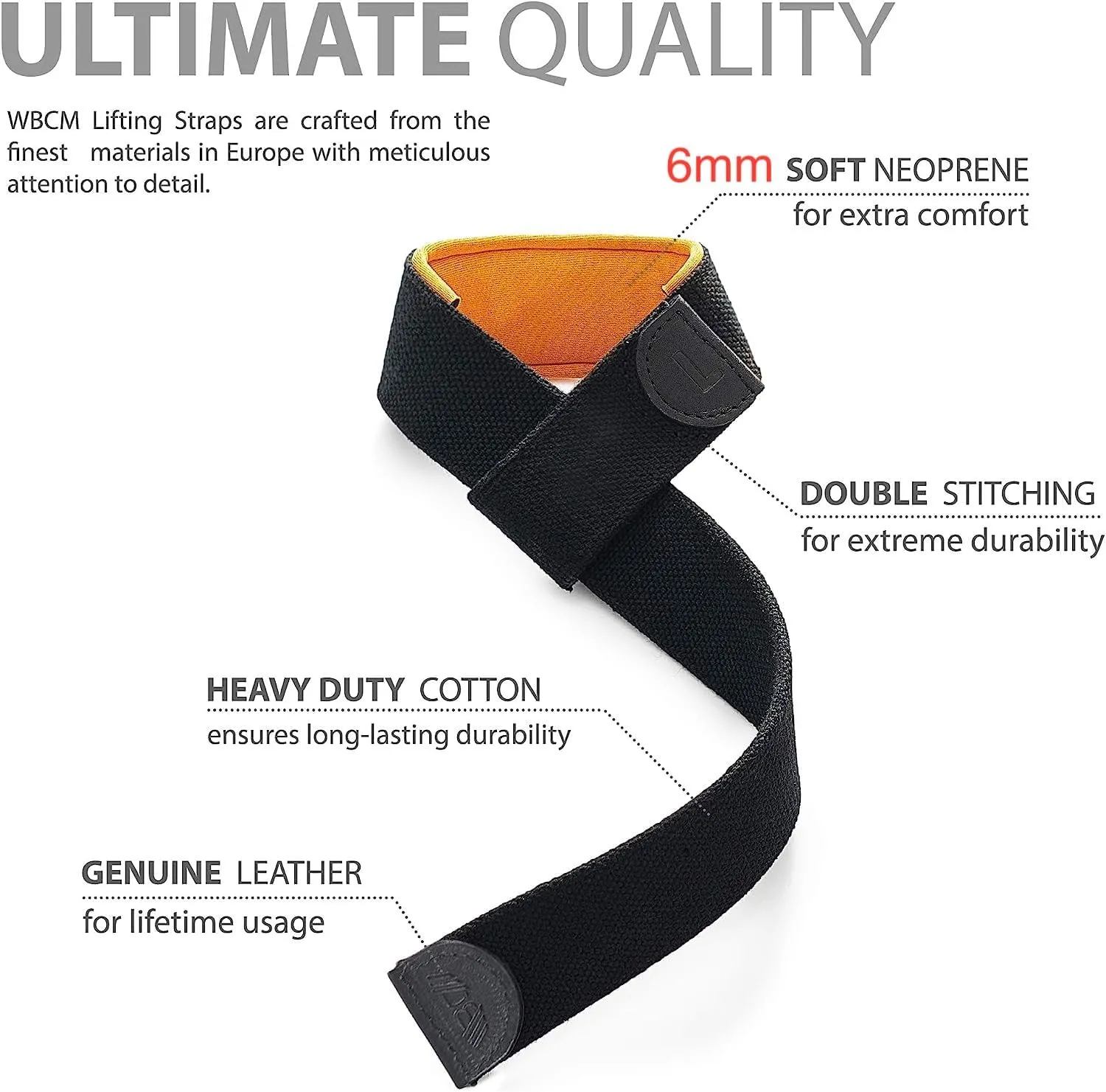 WARM BODY COLD MIND Lasso Lifting Wrist Straps for Cross Training - Rated at 770 lb - Hand Wraps for Olympic Weightlifting, Powerlifting, Weight Lifting, Bodybuilding Strength Deadlift Gym Bar, Cotton