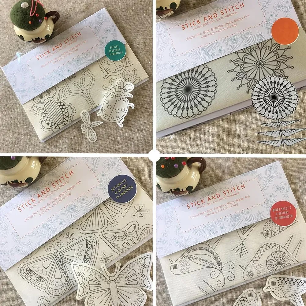 Water Soluble Embroidery Transfers,Stick and Stitch Water Soluble Embroidery Transfers,Sewing Needle Felting Embroidery Paper DIY Handmade Water Soluble Embroidery Kit (Butterflies)