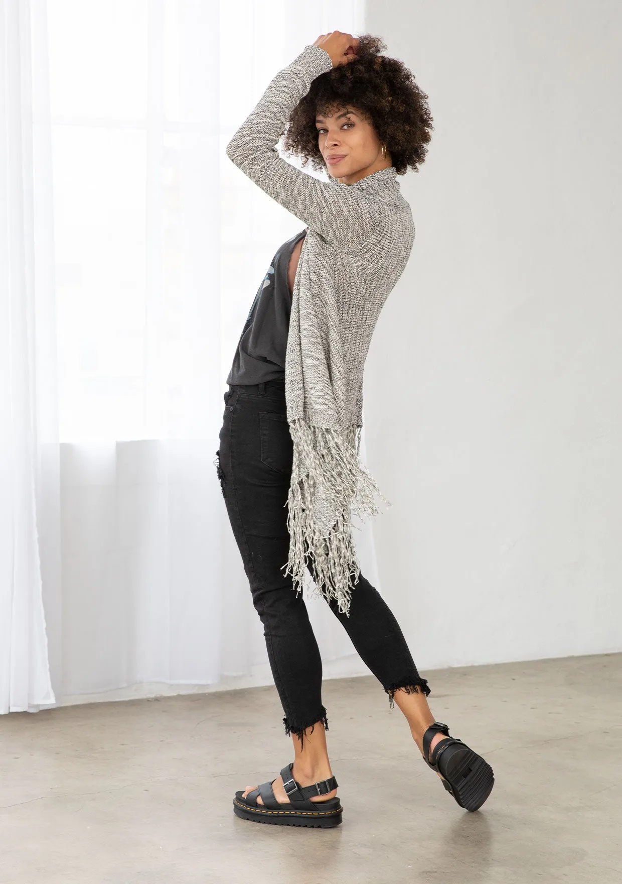 Waterfall Fringe Hem Cardigan Sweater