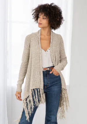 Waterfall Fringe Hem Cardigan Sweater