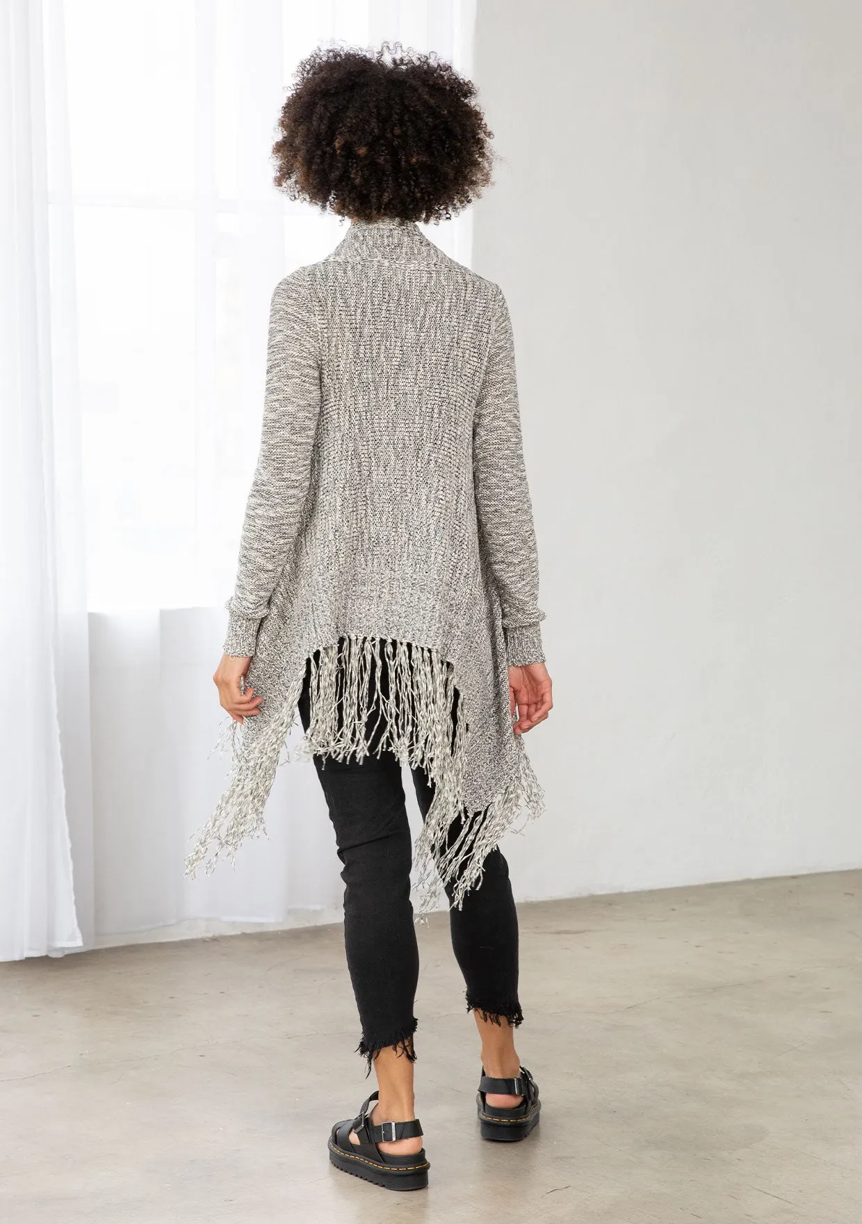 Waterfall Fringe Hem Cardigan Sweater