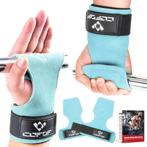 Weight Lifting Wrist Strap, Double Layer Leather Wrist Strap for Deadlift and Powerlifting, Adjustable Neoprene Padded Gym Workout Lifting Hooks (Pair)