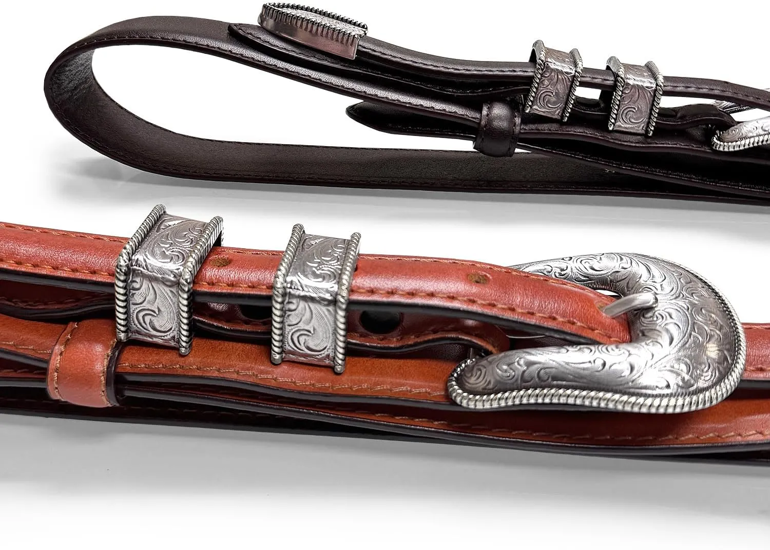 Western Buckle Belt Oil Tanned Genuine Leather Ranger Belt 1-3/8"(35mm) Taper to 3/4"(19mm) Wide-Multiple choices