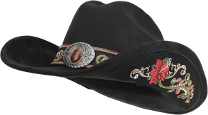 Western Cowboy Hat for Men and Women, Shapeable Big Wide Brim Cowgirl Hat with Embroidery