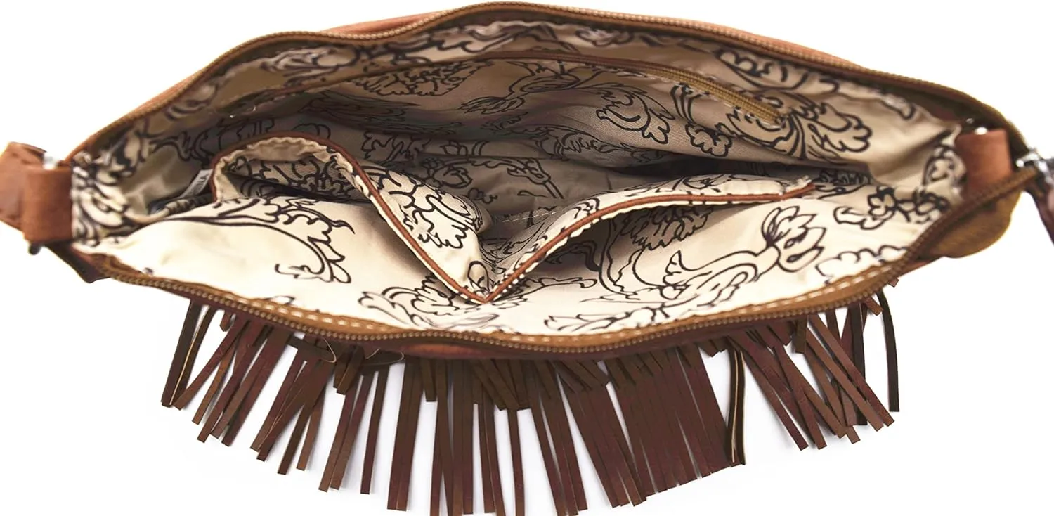 Western Cowgirl Fashion Style Leather Fringe Crossbody Handbags Women Purse Country Everyday Shoulder Bag