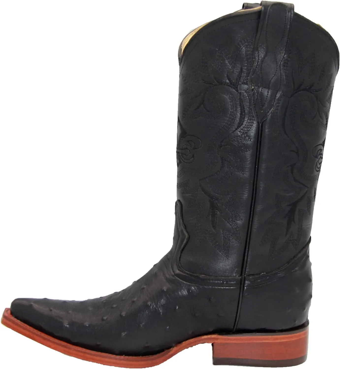 Western Shops Luxury Mens Leather Ostrich Quill Print Snip Toe Western Cowboy Boots