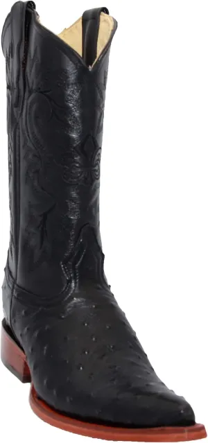 Western Shops Luxury Mens Leather Ostrich Quill Print Snip Toe Western Cowboy Boots