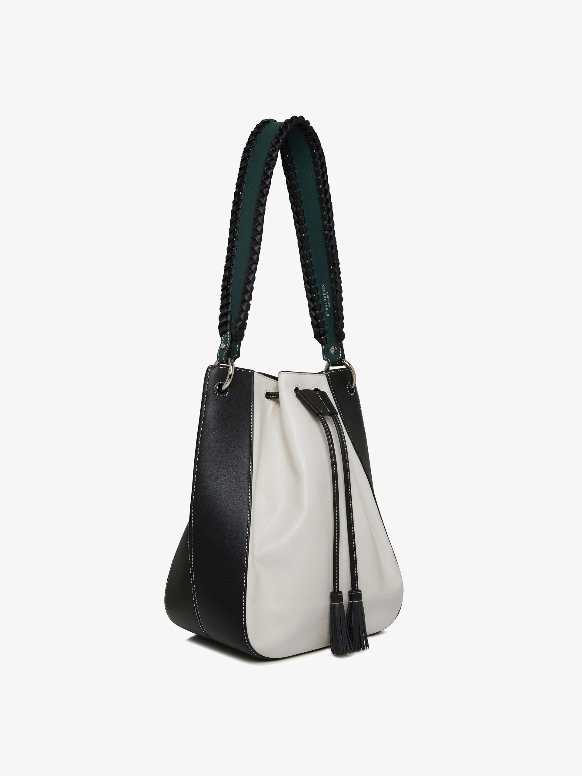 White, black and green Bollo midi bag