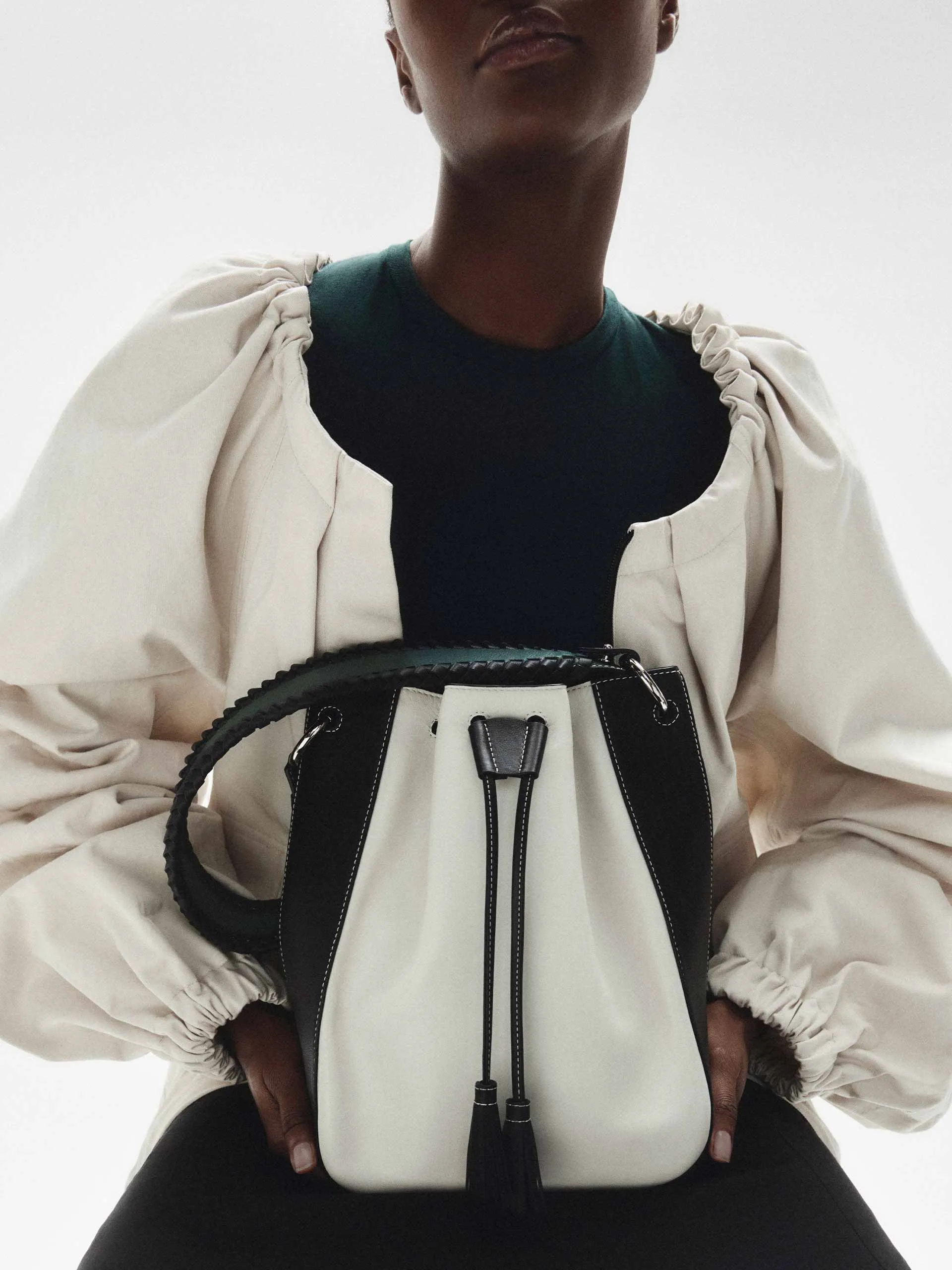 White, black and green Bollo midi bag