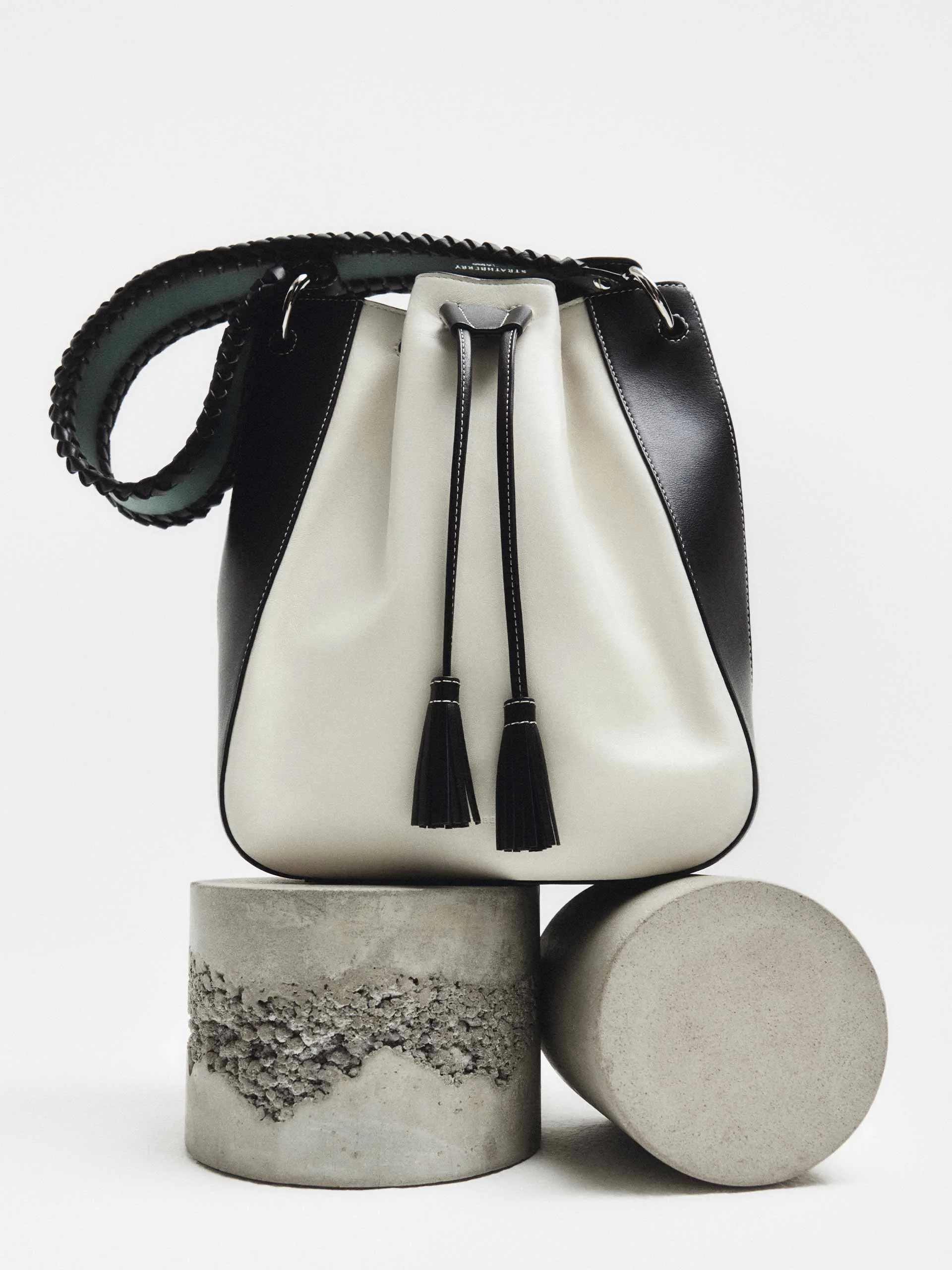 White, black and green Bollo midi bag