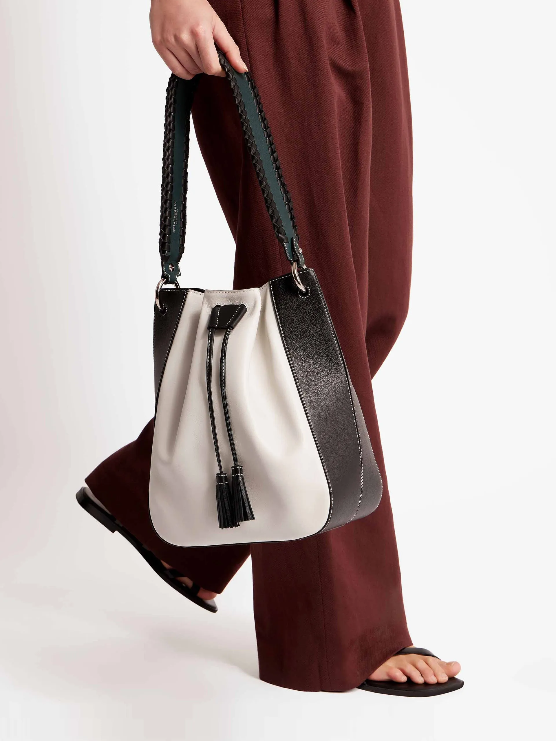 White, black and green Bollo midi bag