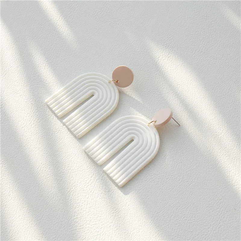 White "U" Rainbow Drop Earrings