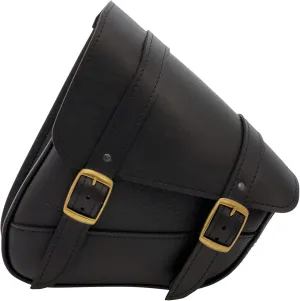 Willie & Max Black Synthetic Leather Brass Monkey Motorcycle Swingarm Bag for Softail/Triangulated Swingarm Models - Brass Buckles - Made in USA [59776-08]
