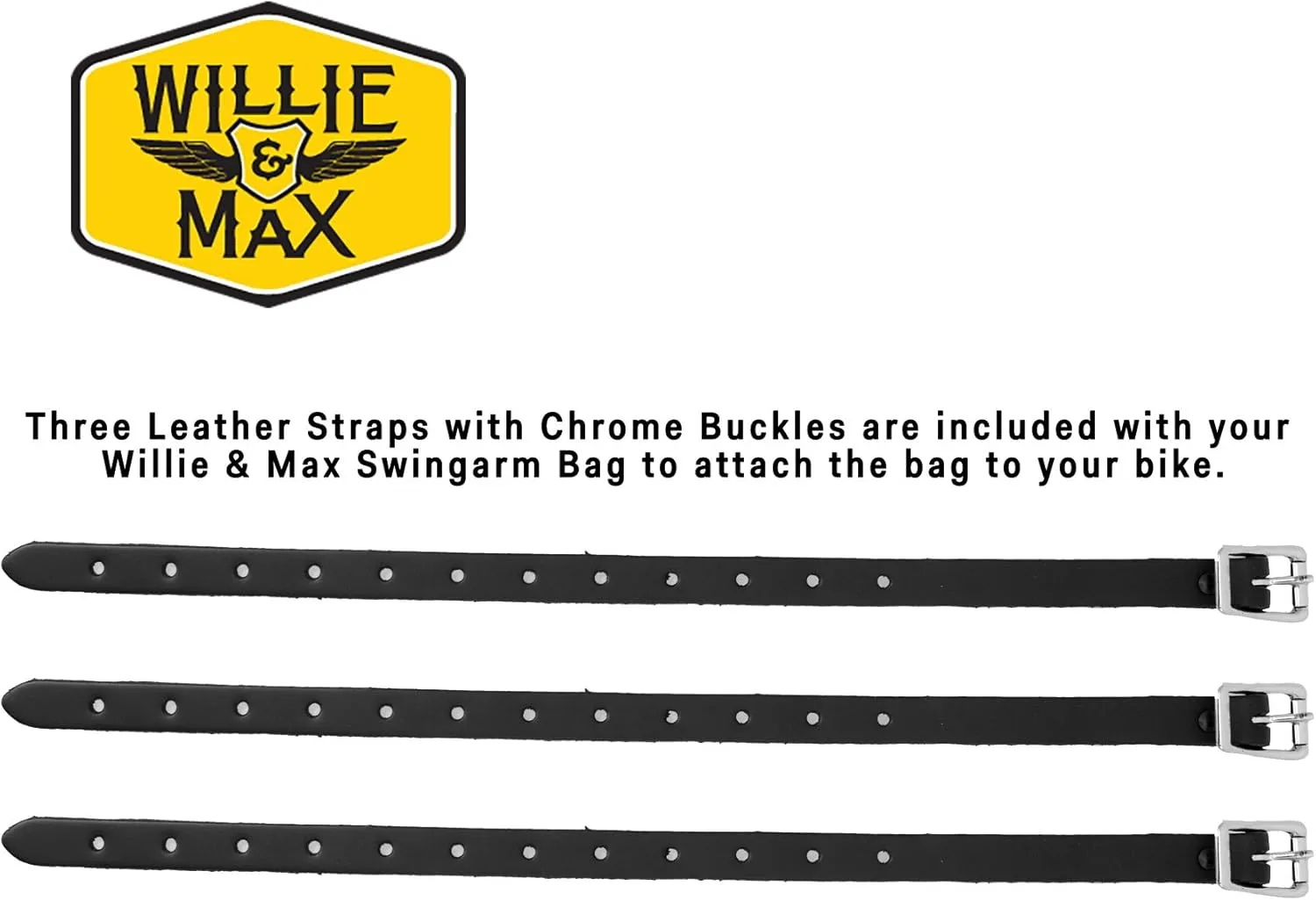 Willie & Max Black Synthetic Leather Brass Monkey Motorcycle Swingarm Bag for Softail/Triangulated Swingarm Models - Brass Buckles - Made in USA [59776-08]