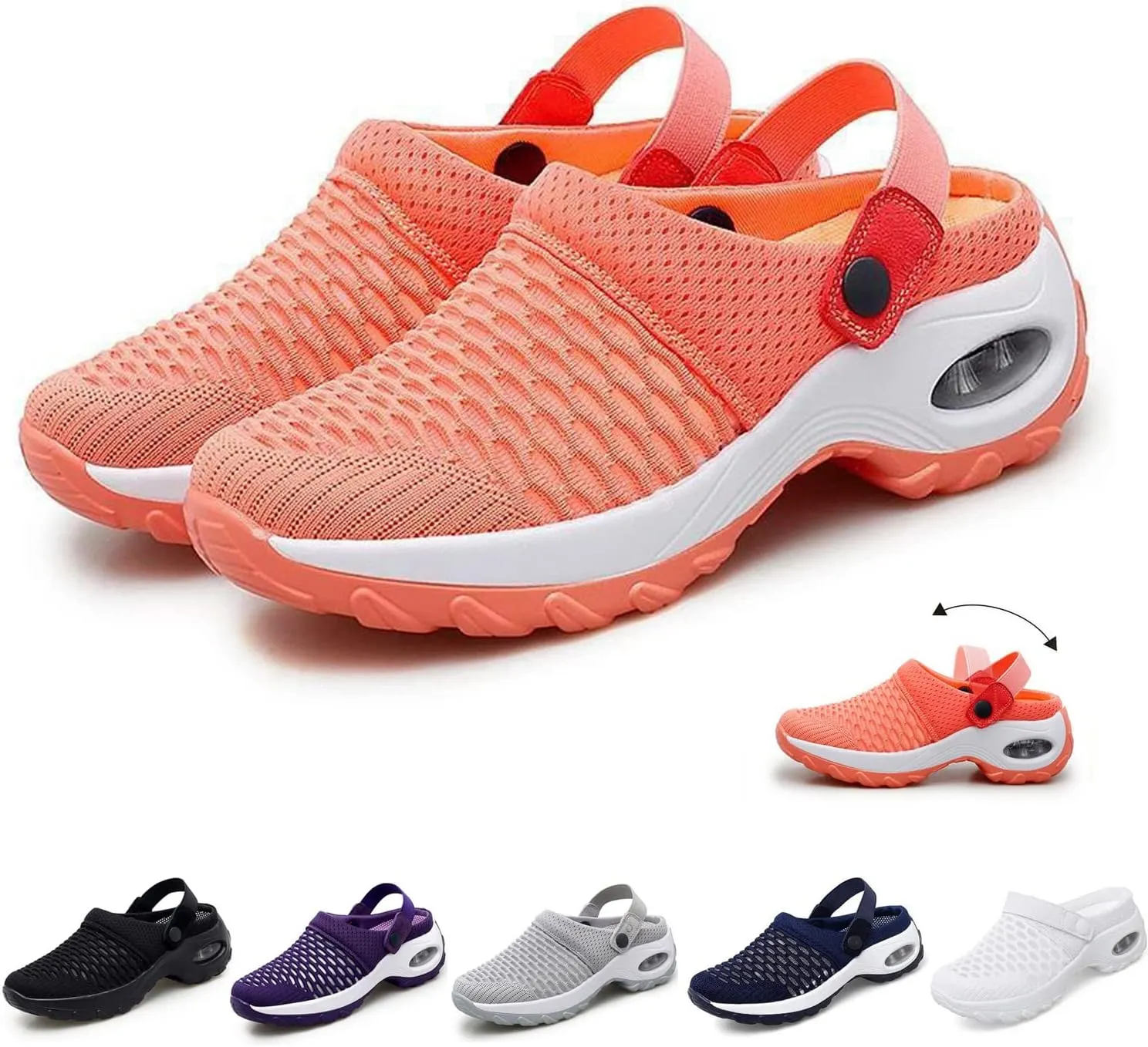 Women Air Cushion Orthopedic Slip On Shoes, Soft Arch Support Two Way Wear Diabetic Walking Sandals Slippers Shoes