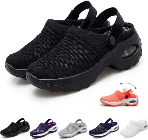 Women Air Cushion Orthopedic Slip On Shoes, Soft Arch Support Two Way Wear Diabetic Walking Sandals Slippers Shoes