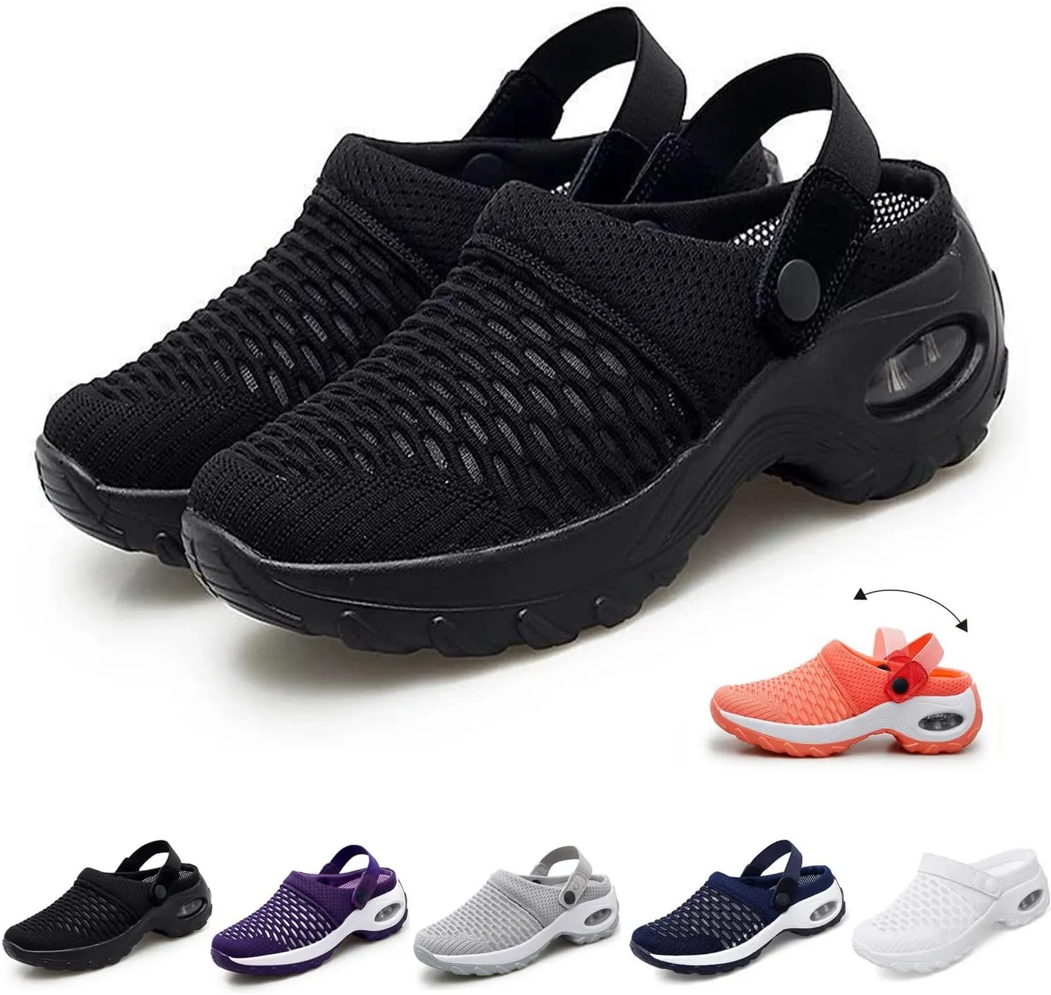 Women Air Cushion Orthopedic Slip On Shoes, Soft Arch Support Two Way Wear Diabetic Walking Sandals Slippers Shoes