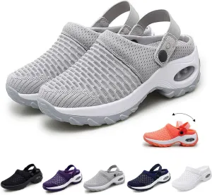 Women Air Cushion Orthopedic Slip On Shoes, Soft Arch Support Two Way Wear Diabetic Walking Sandals Slippers Shoes