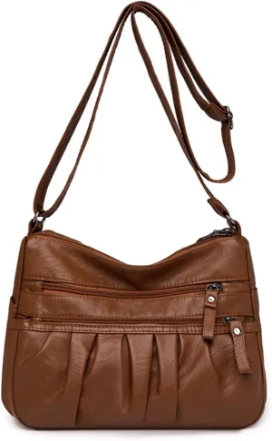 Women Crossbody Handbags Waterproof Shoulder Bag Ladies Soft Leather Purse Satchel Multi Pocket Messenger Bag