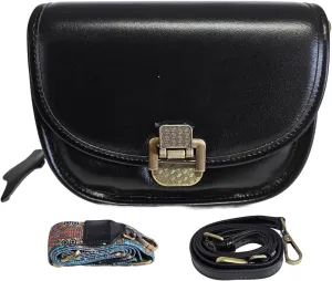 Women Genuine Cow Leather Mini Small Crossbody Shoulder Bag with 2 Detachable Adjustable Straps