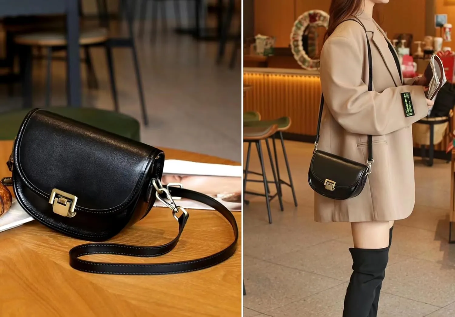 Women Genuine Cow Leather Mini Small Crossbody Shoulder Bag with 2 Detachable Adjustable Straps