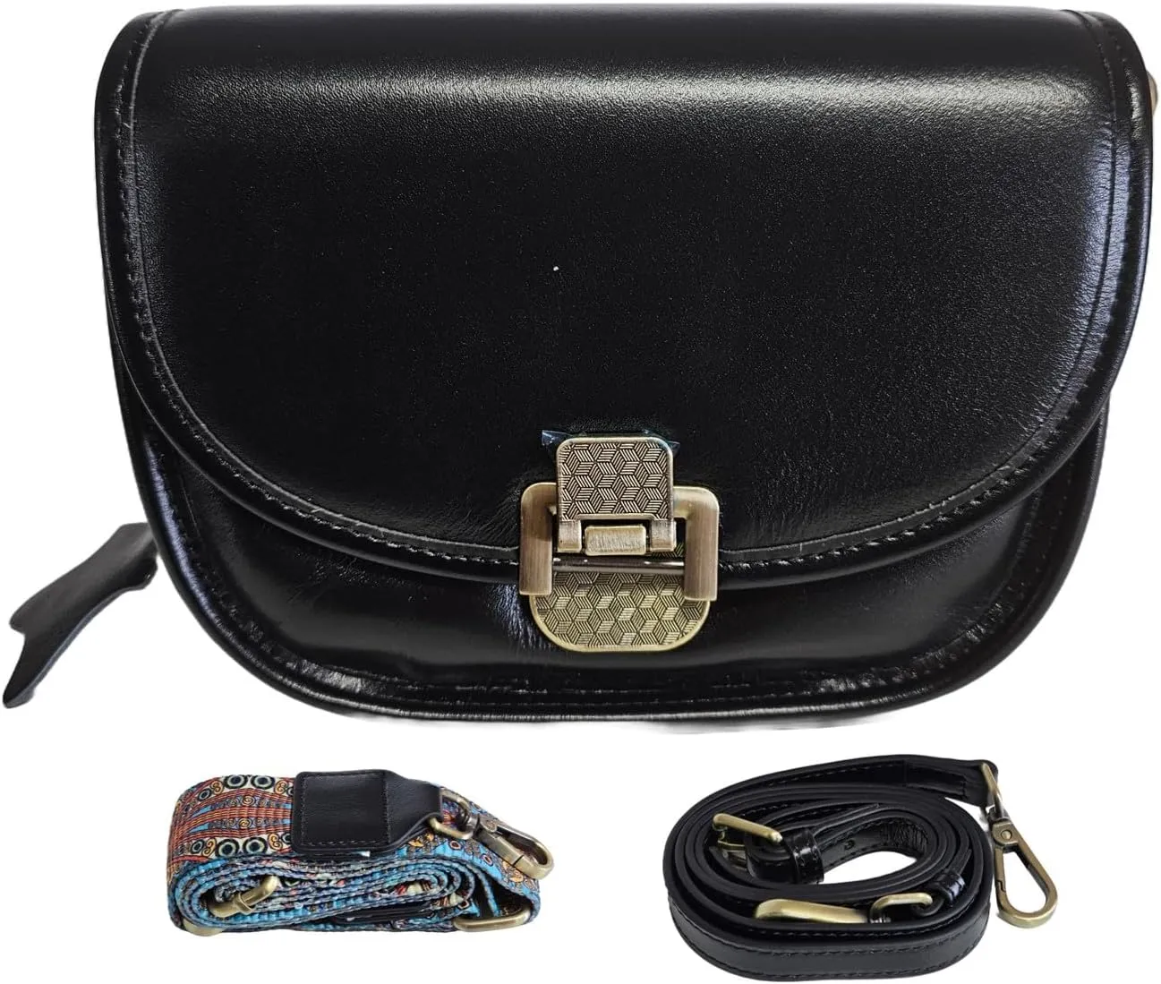 Women Genuine Cow Leather Mini Small Crossbody Shoulder Bag with 2 Detachable Adjustable Straps