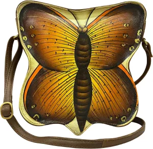 Women Genuine Leather Hand Painted Travel Organiser Shoulder Crossbody Bag - Original Art Work