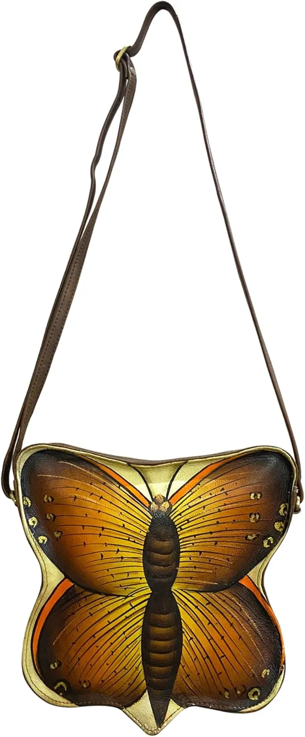 Women Genuine Leather Hand Painted Travel Organiser Shoulder Crossbody Bag - Original Art Work