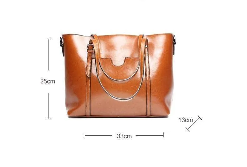 Women Genuine Leather Top Handle Satchel Daily Work Tote Shoulder Bag Large Capacity