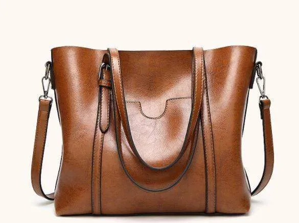 Women Genuine Leather Top Handle Satchel Daily Work Tote Shoulder Bag Large Capacity
