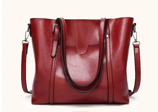 Women Genuine Leather Top Handle Satchel Daily Work Tote Shoulder Bag Large Capacity