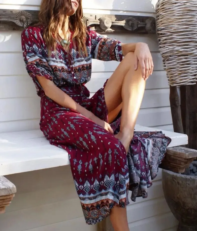 Women Long Bohemia Maxi Dress