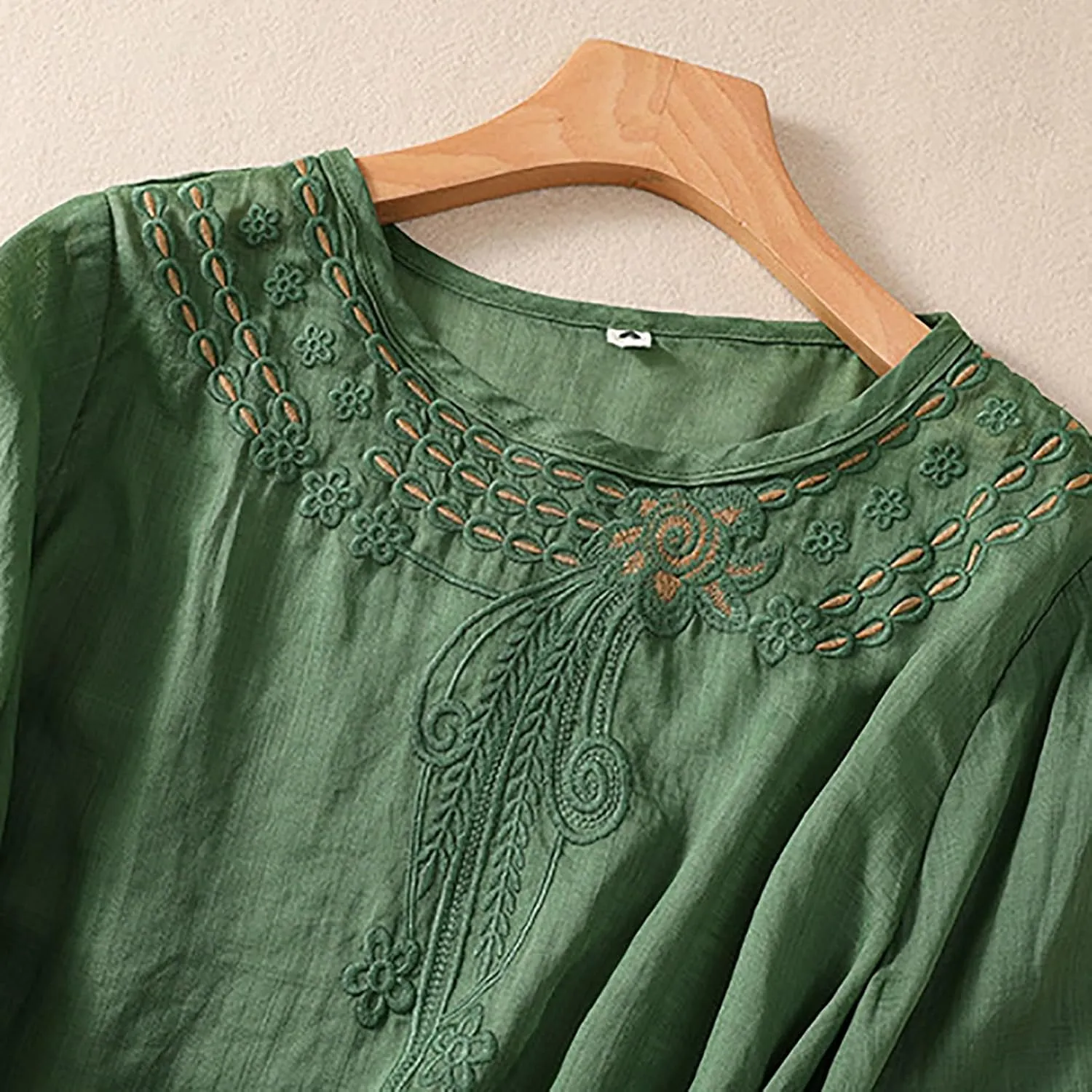 Women Mexican Embroidered Tops Cotton Linen Boho Shirts Guaze Peasant Summer Blouses Trendy Bohemian Clothes