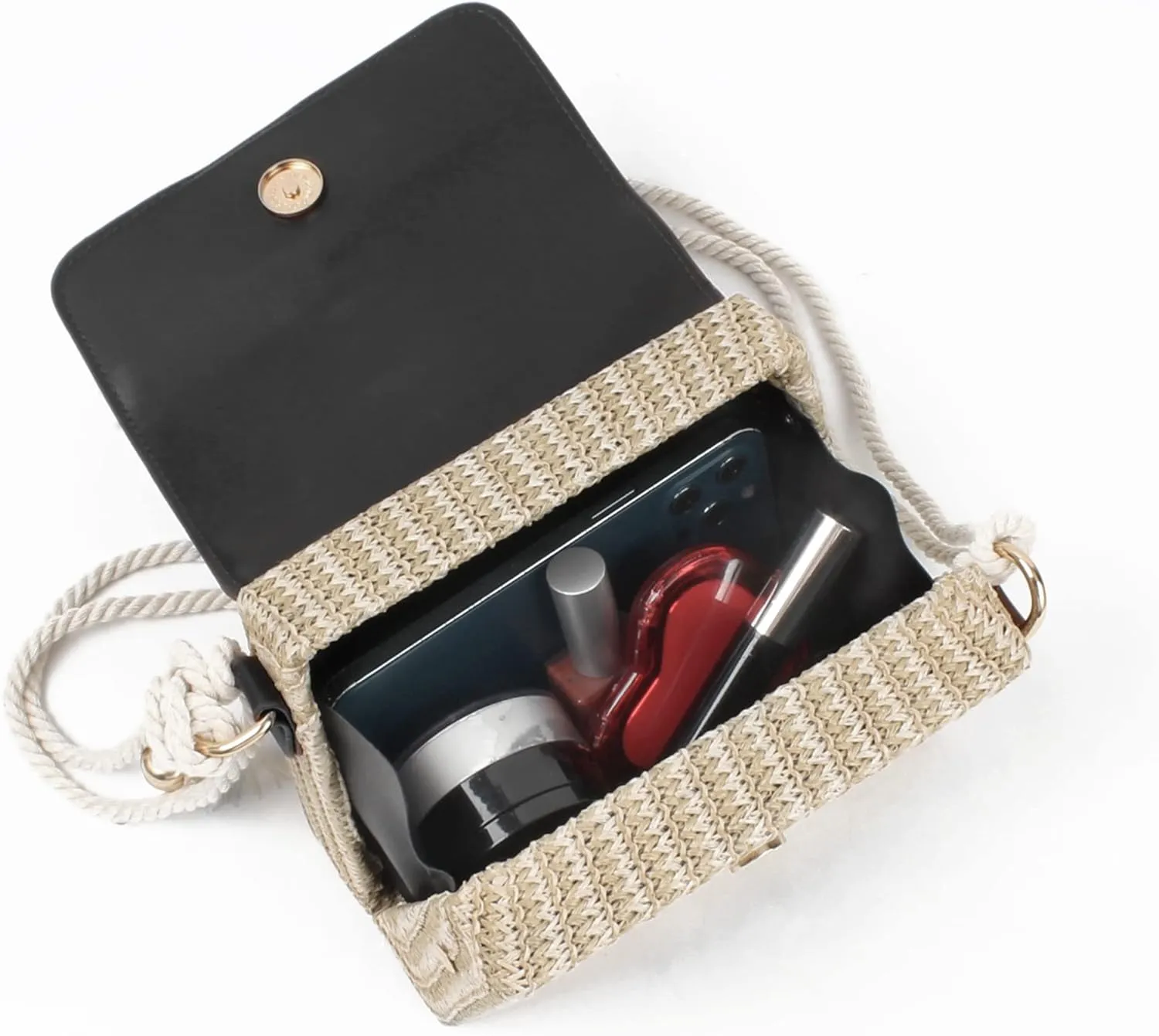 Women Mini Straw Woven Cross-body Shoulder Bag Top-handle Bag Handbag