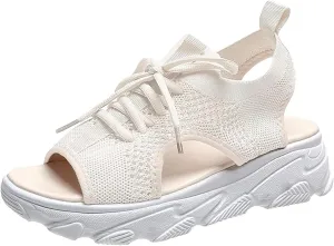 Women Orthopedic Walking Sandals Open Toe Summer Platform Sandal Lace Up Slingback Comfortable Shoes with Memory Foam