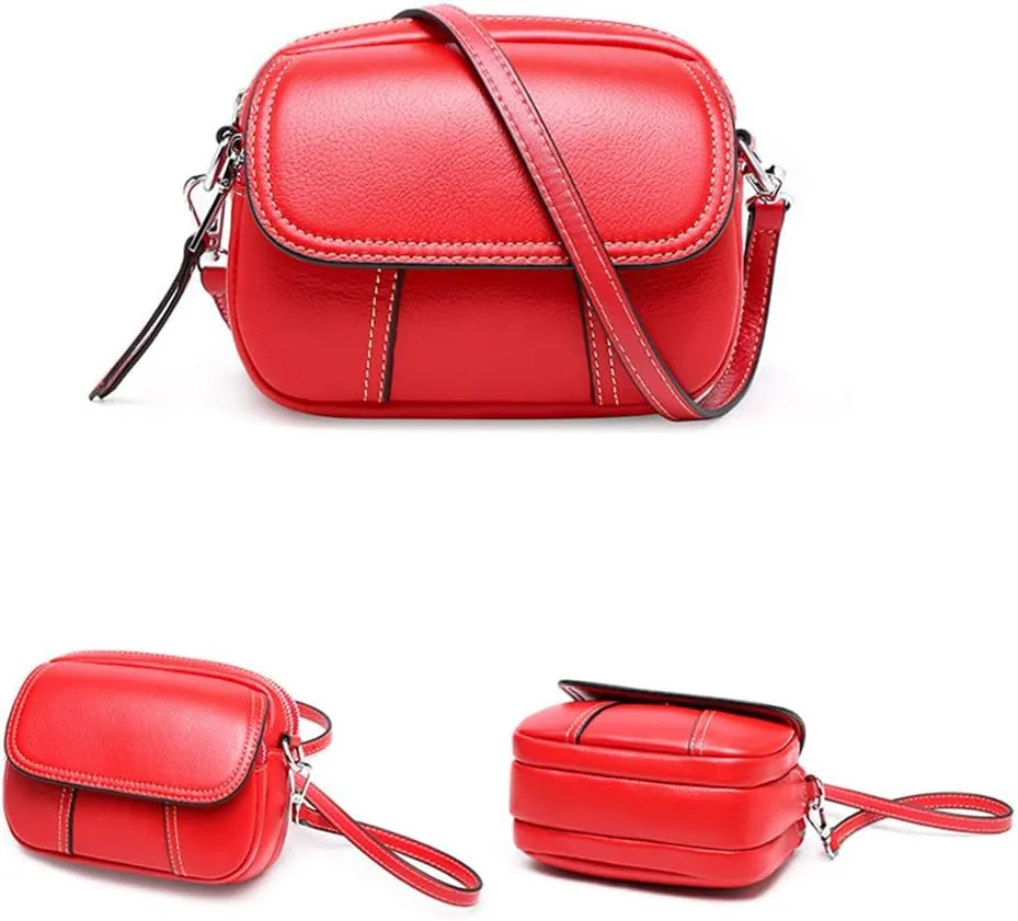 Women Retro Leather Satchel Bag Double Zipper Top Handle Mini Handbags Strap Shoulder Purse