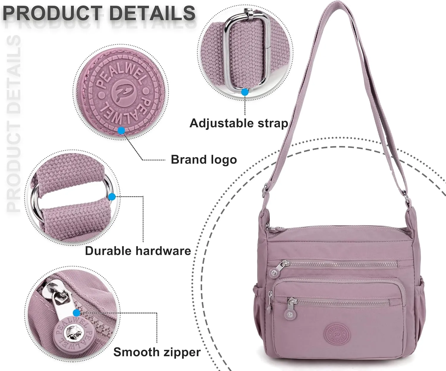 Women Shoulder Handbag Roomy Multiple Pockets Bag Ladies Crossbody Purse Tote Top Handle Satchel