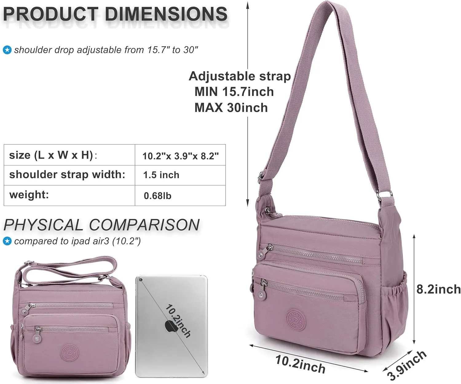 Women Shoulder Handbag Roomy Multiple Pockets Bag Ladies Crossbody Purse Tote Top Handle Satchel