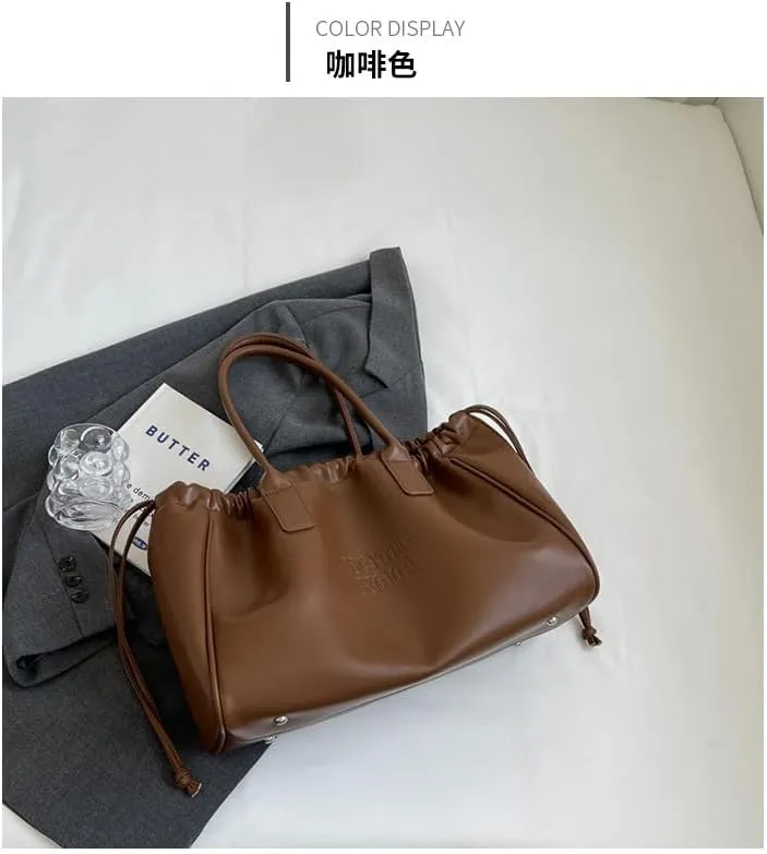 Women Soft PU Leather Shoulder Bag Vintage Slouchy Handbag Y2k Purse Leather Shoulder Bag for Women