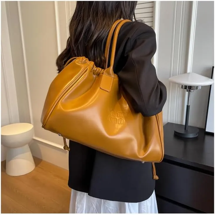 Women Soft PU Leather Shoulder Bag Vintage Slouchy Handbag Y2k Purse Leather Shoulder Bag for Women