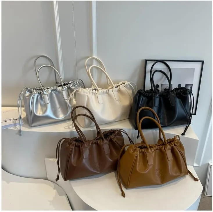 Women Soft PU Leather Shoulder Bag Vintage Slouchy Handbag Y2k Purse Leather Shoulder Bag for Women