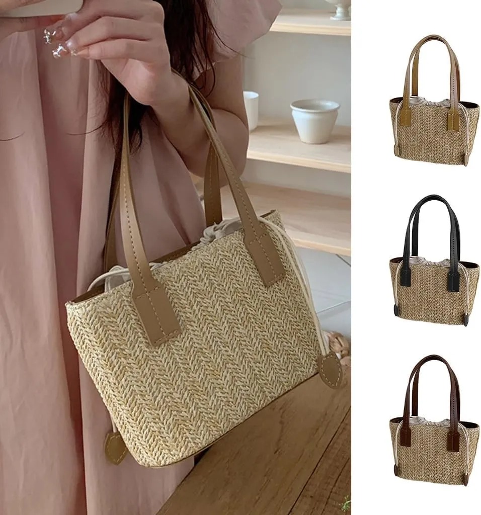 Women Straw Shoulder Bag Large Capacity Crossbody Bag Hand-woven Handbag Fashion Beach-Bag Trendy Bag