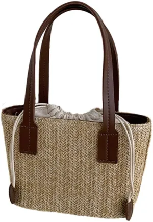 Women Straw Shoulder Bag Large Capacity Crossbody Bag Hand-woven Handbag Fashion Beach-Bag Trendy Bag