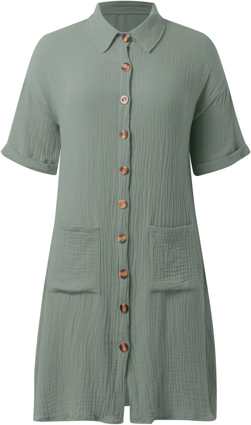 Women Summer Dresses 2025 Swiss Dot Bathing Suit Swimwear Button Down Beach Cotton Shirt Dress Cover up Resort Wear