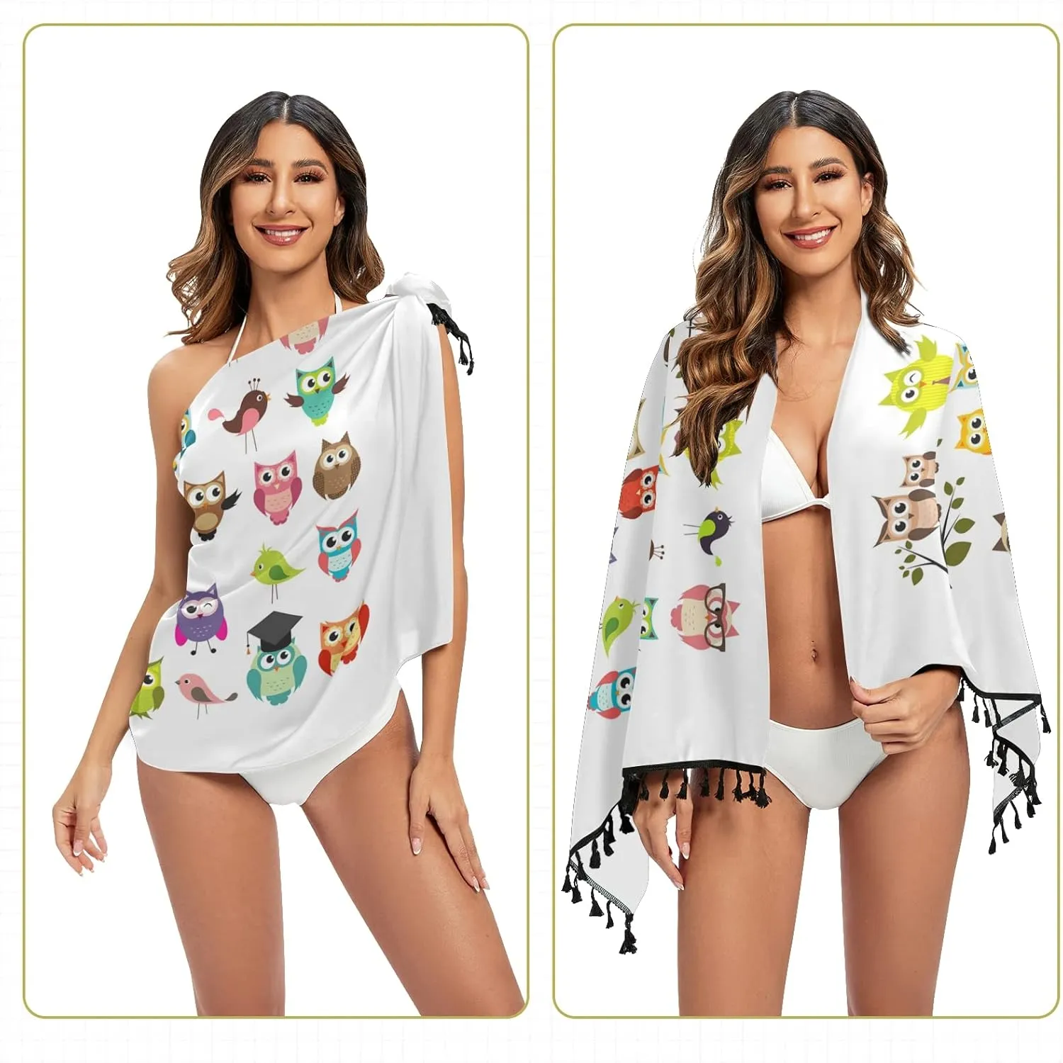 Women Swimwear Cover Ups Beach Wrap Shirt Sun Protection Blouse with Tassels