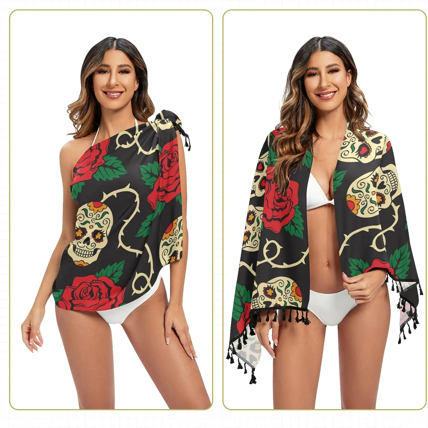 Women Swimwear Cover Ups Beach Wrap Shirt Sun Protection Blouse with Tassels